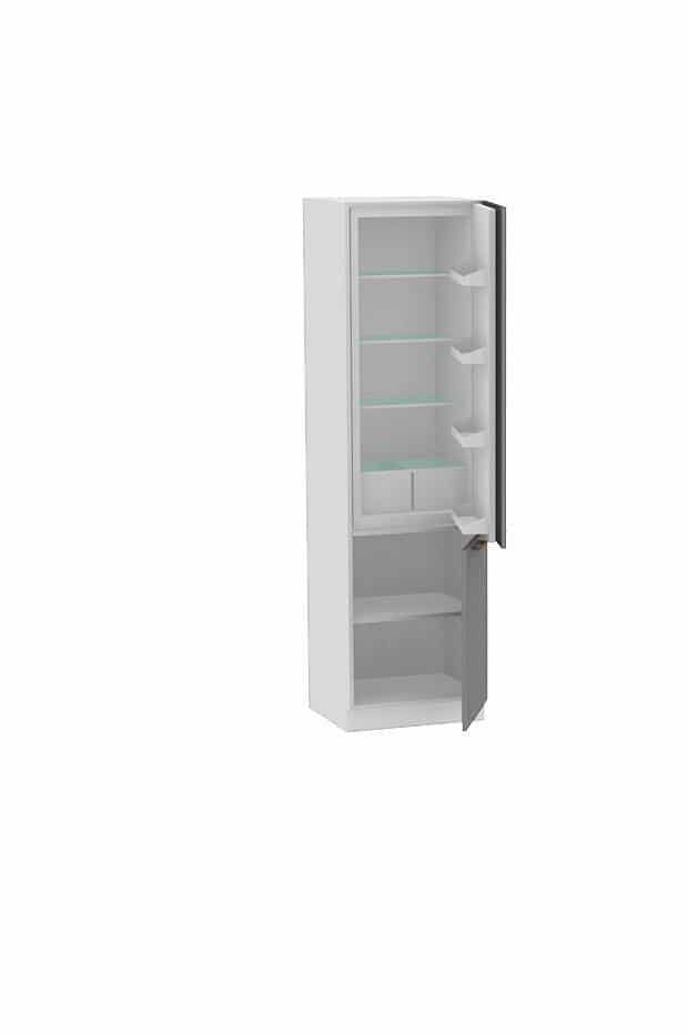 ADÉLE šedá - D60LO 2133 L i P 2 FR - vys skříňka na lednici - otevřená